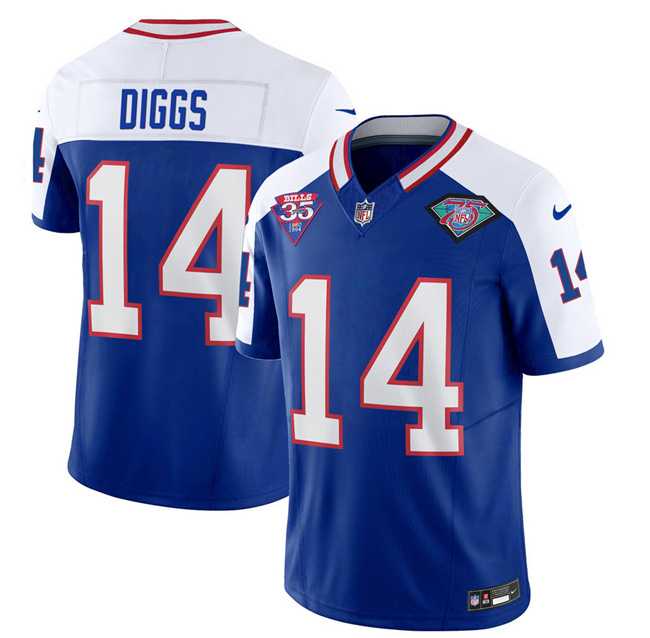 Men & Women & Youth Buffalo Bills #14 Stefon Diggs Blue White 2023 F.U.S.E. 75th Anniversary Throwback Vapor Untouchable Limited Football Stitched Jersey->buffalo bills->NFL Jersey